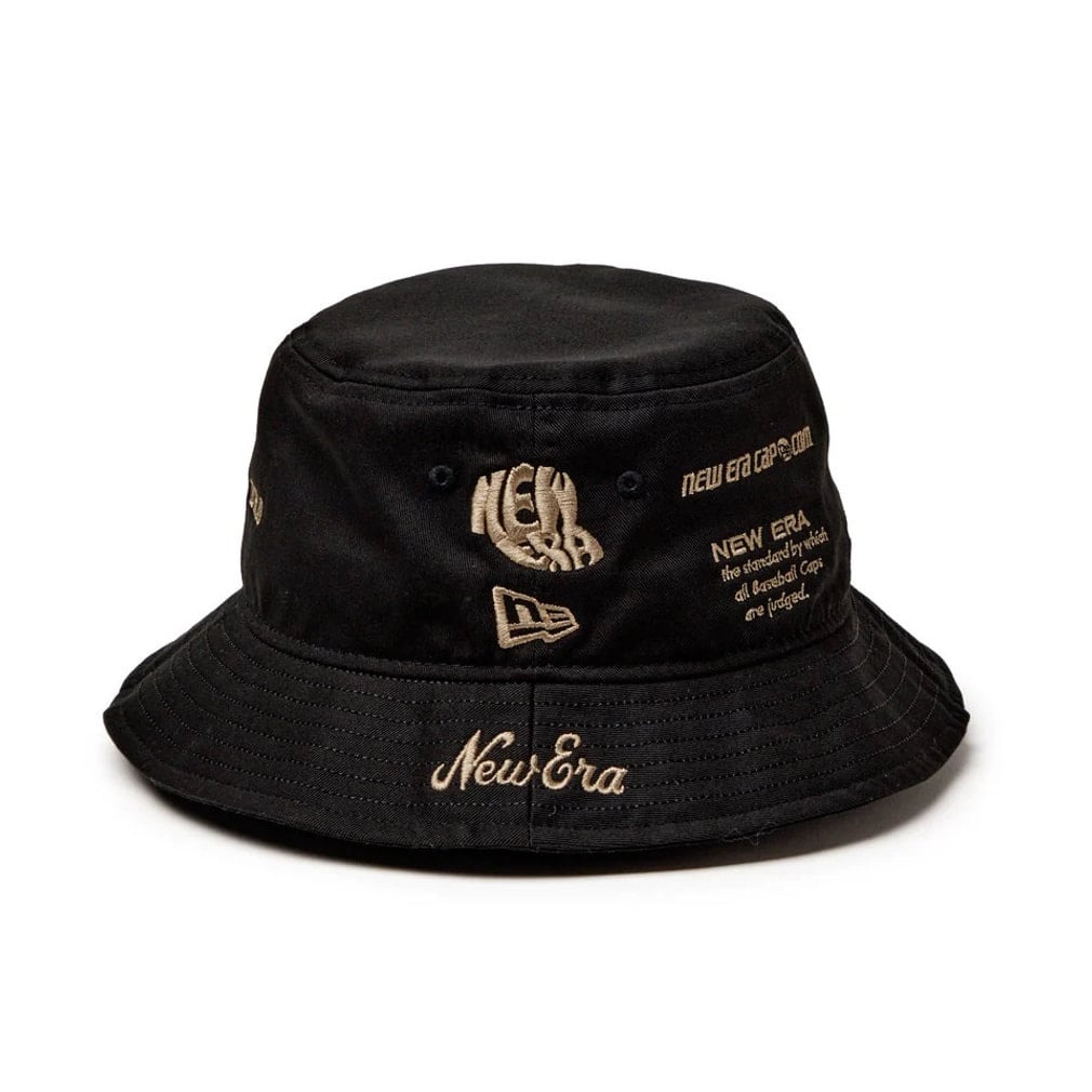 ニューエラ ゴルフウェア ハット 秋 冬 GF BUCKET01 ARCHIVE LOGO BLK