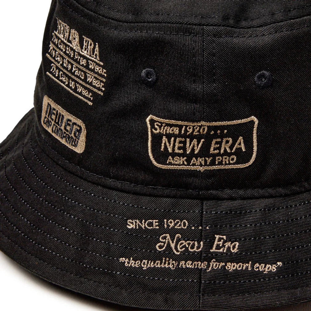 ニューエラ ゴルフウェア ハット 秋 冬 GF BUCKET01 ARCHIVE LOGO BLK
