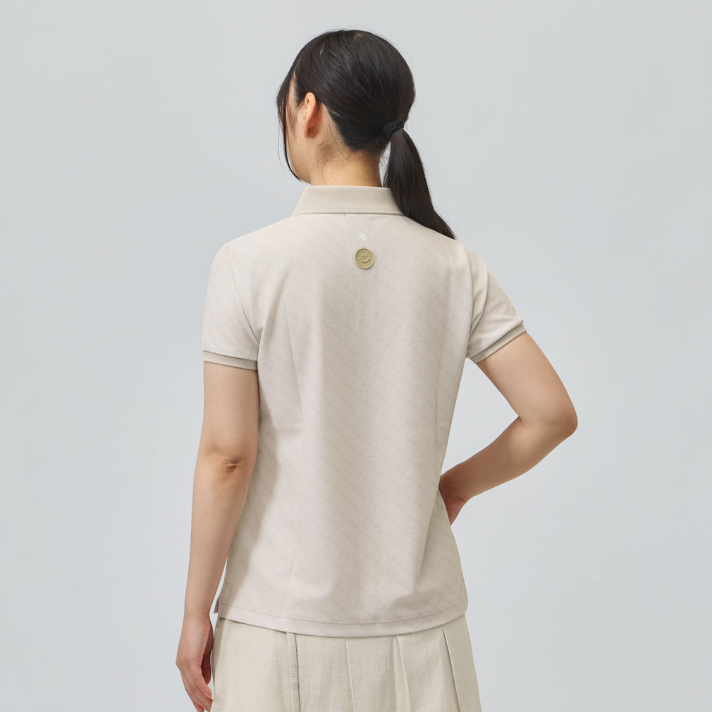 美品 パーリーゲイツ 半袖 フルジップシャツ 1 M ベージュ ゴルフ パーリーゲイツ レディース ゴルフウェア 半袖シャツ 春 夏 PGisPG