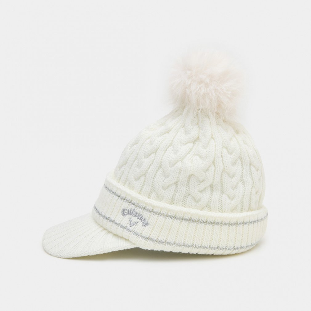 キャロウェイ レディース ゴルフウェア ニット帽子 秋 冬 ツバ付き