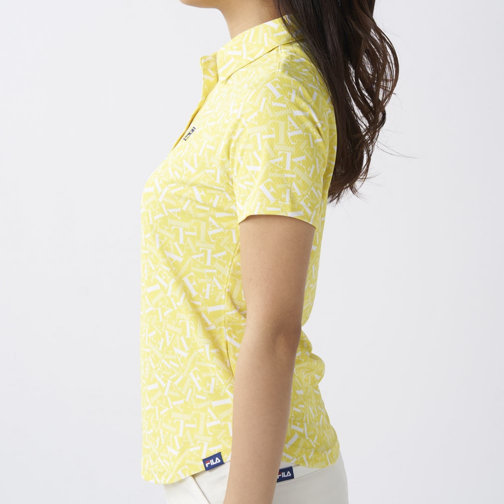 FILA GOLF レディース 半袖シャツ イエロー 花柄 フィラ レディース ゴルフウェア 半袖シャツ 春 夏 半袖シャツ (755607