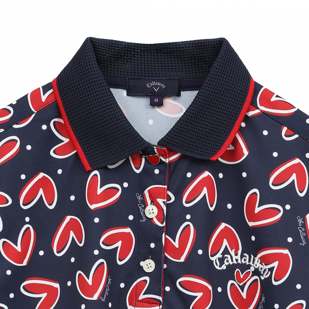 Callaway カラフル葉柄ポロシャツ キャロウェイ レディース ゴルフウェア 半袖シャツ 春 夏 LOVE 半袖