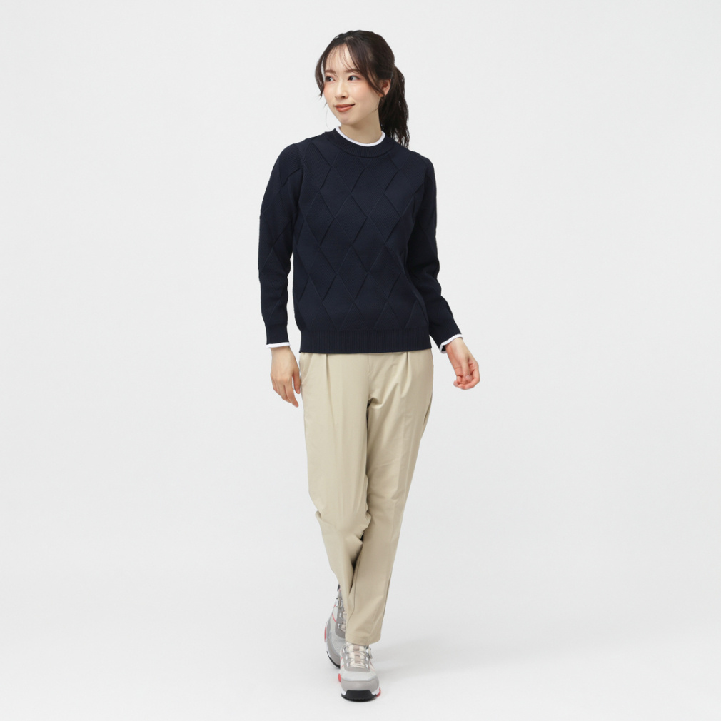 ティゴラ レディース ゴルフウェア 長袖セーター 秋 冬 ウォッシャブル