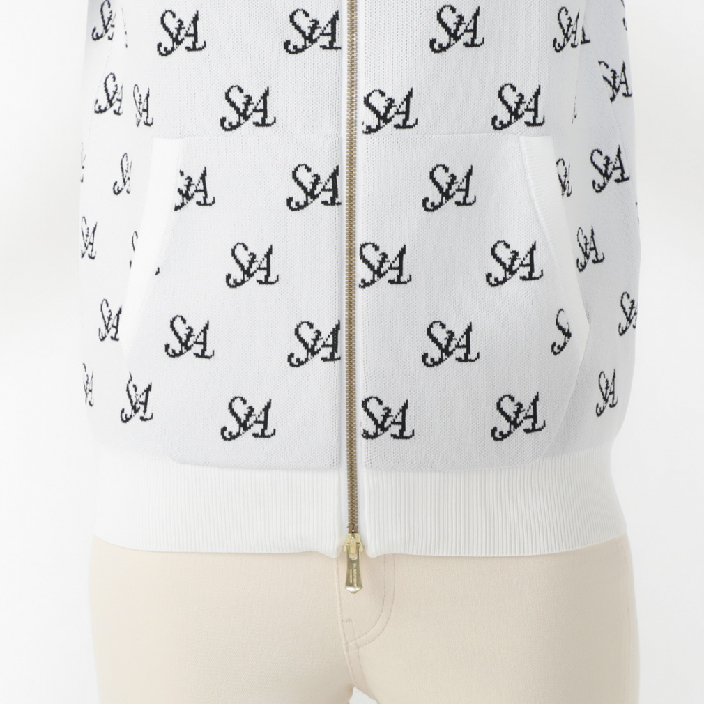 みかん セントアンドリュース ホワイト ジップアップ ニット M St