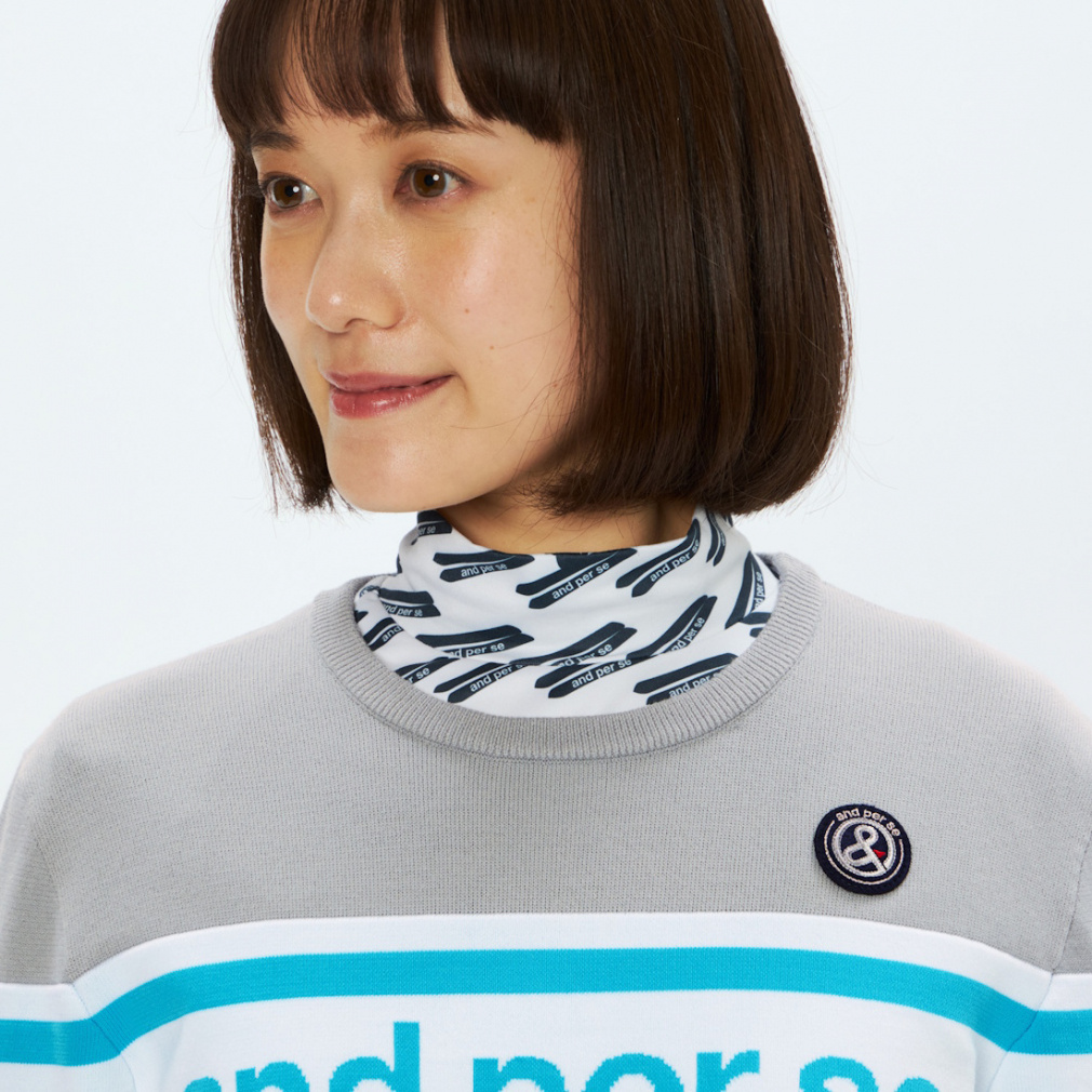 アンパスィ】人気ロゴワッペン×ヘリボーン柄長袖ゴルフニットブルゾンジャケットLL PING ピン ゴルフウェア 長袖セーター 秋 冬 23FWフルジップ