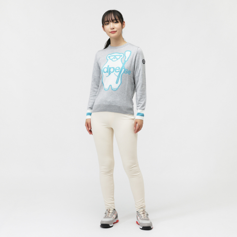 アンパスィ レディース ゴルフウェア 長袖セーター 秋 冬 クルーネック