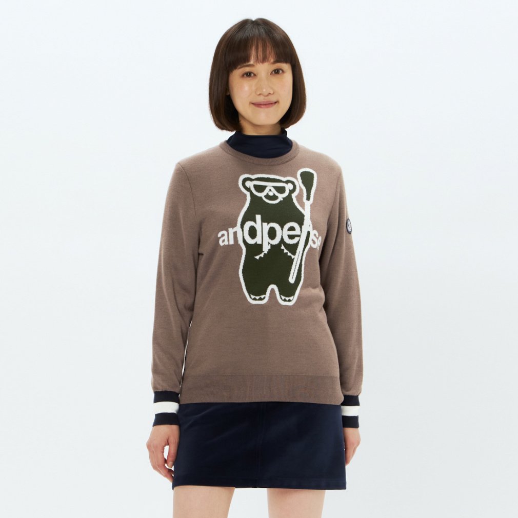 アンパスィ レディース ゴルフウェア 長袖セーター 秋 冬 クルーネック