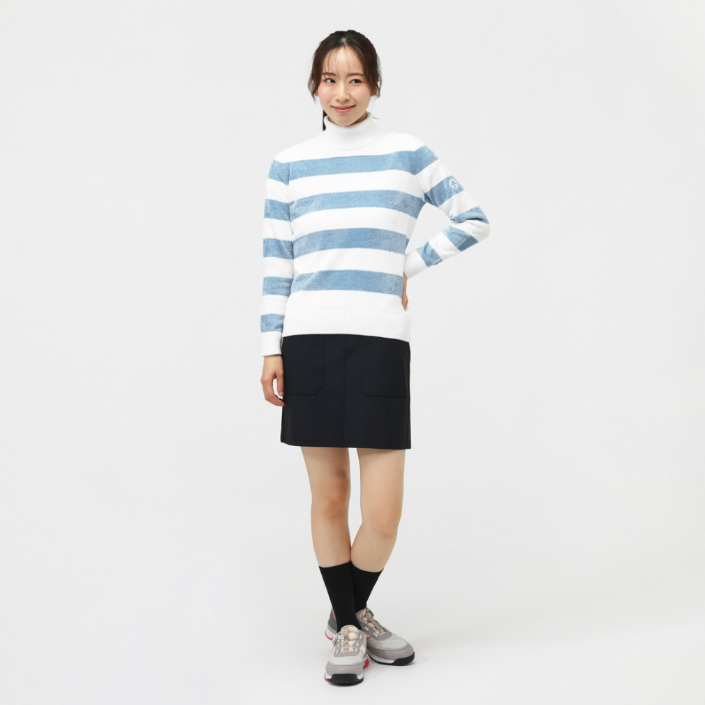 【最終値下げ】デサントゴルフ　セーター　レディースL デサントゴルフ DE バイカラータートルネックリブセーター レディース