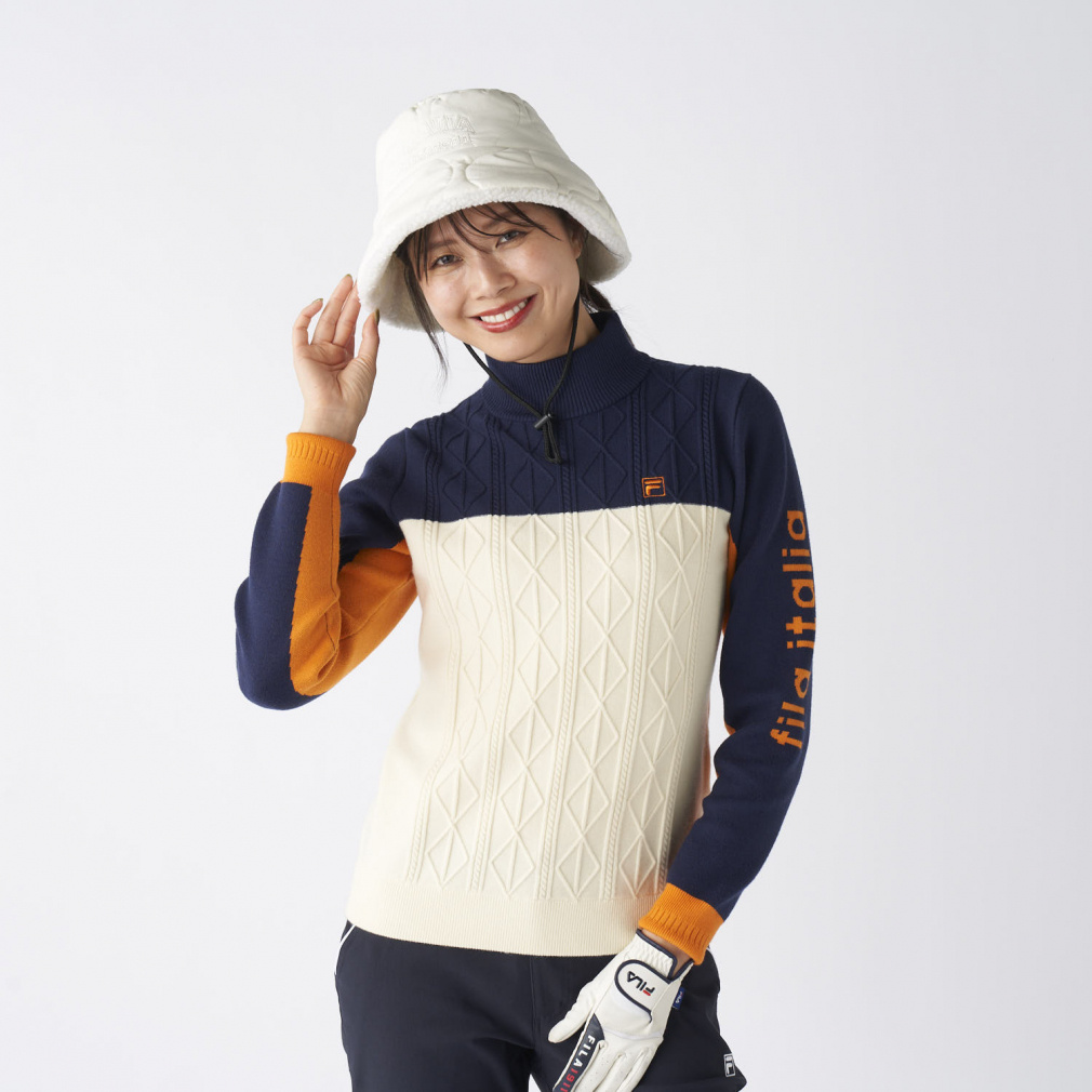 フィラ ゴルフウェア 長袖セーター 秋 冬 モックネックセーター