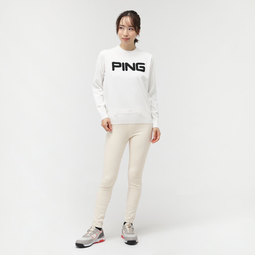 ピン レディース ゴルフウェア 長袖セーター 秋 冬 10カラークルー