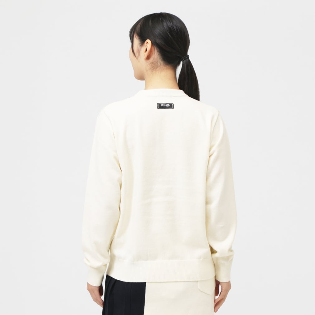 ピン レディース ゴルフウェア 長袖セーター 秋 冬 ウールライククルー