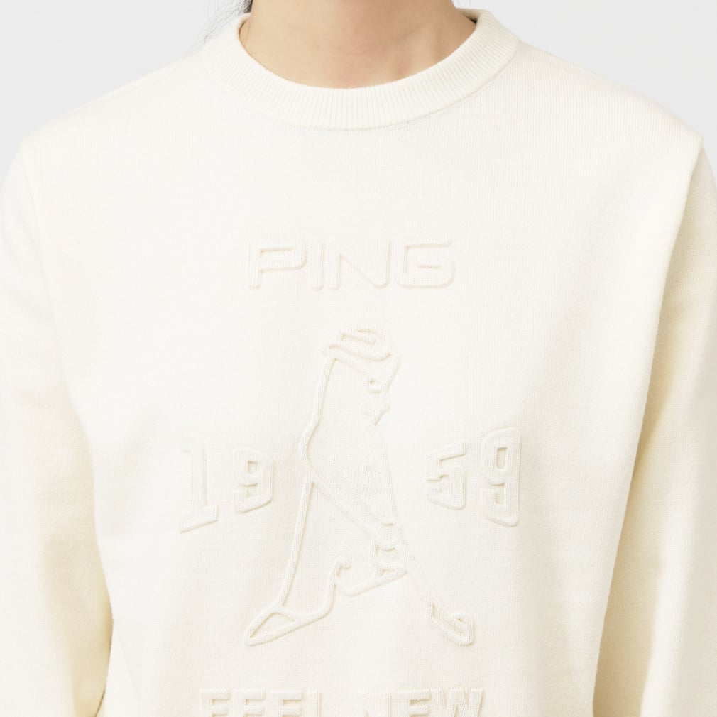 ピン レディース ゴルフウェア 長袖セーター 秋 冬 ウールライククルー