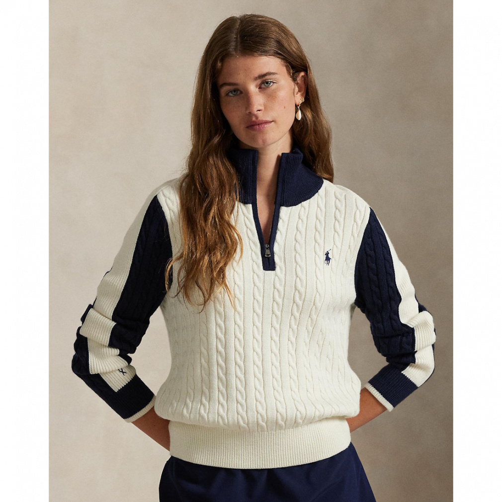 パネルド ケーブルニット クォータージップ FW25-2552｜Alpen Online