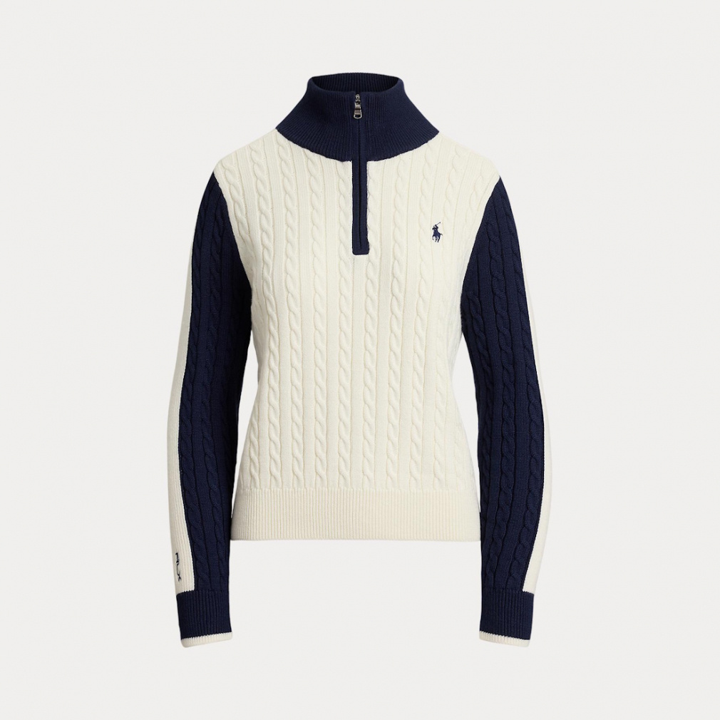 パネルド ケーブルニット クォータージップ FW25-2552｜Alpen Online