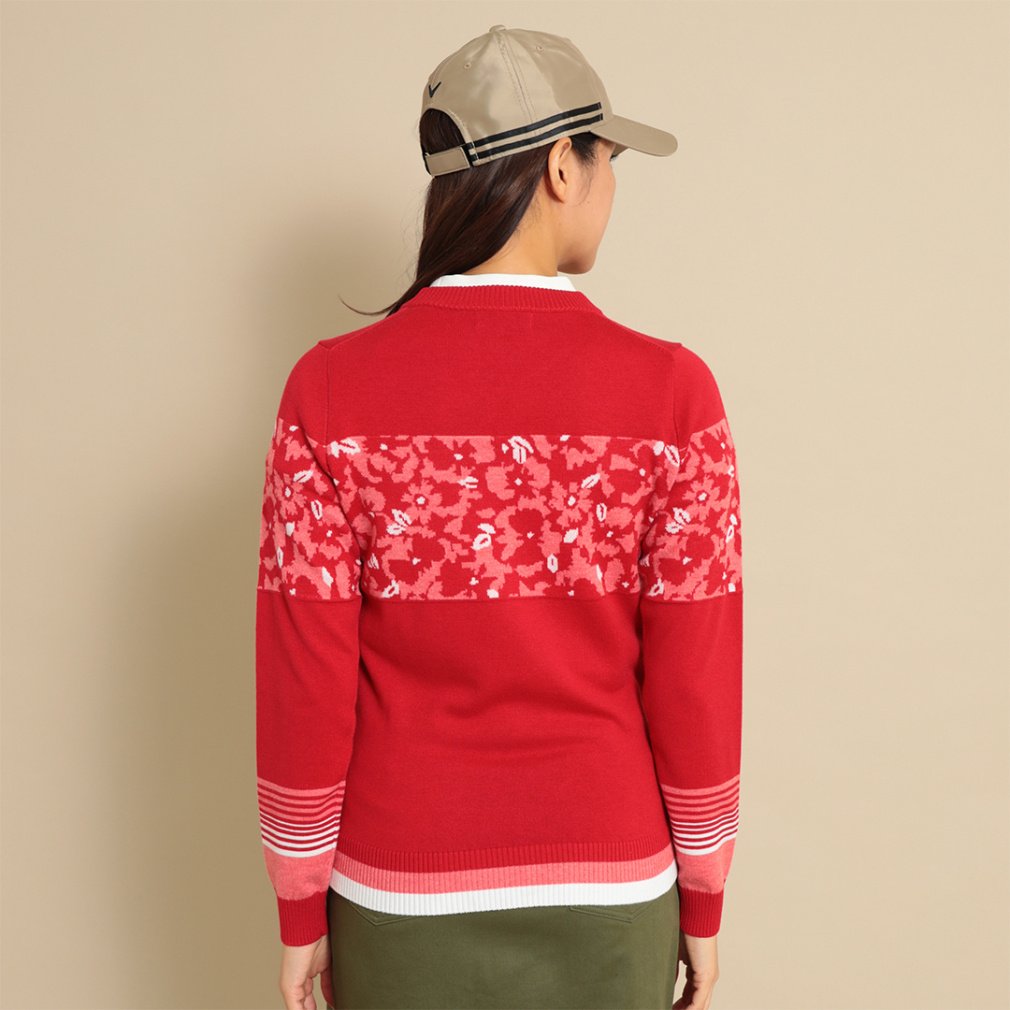 キャロウェイ レディース ゴルフウェア 長袖 セーター 秋 冬 フラワー