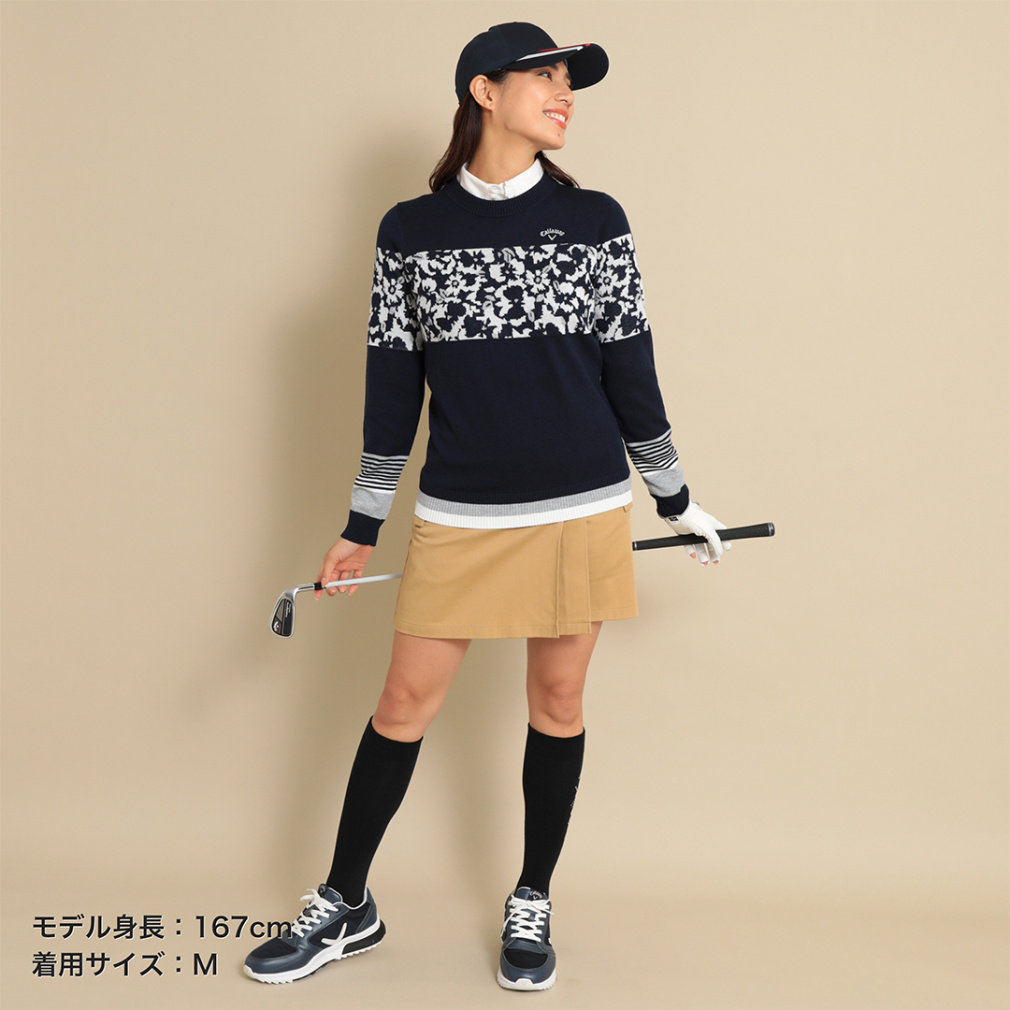 キャロウェイ レディース ゴルフウェア 長袖 セーター 秋 冬 フラワー