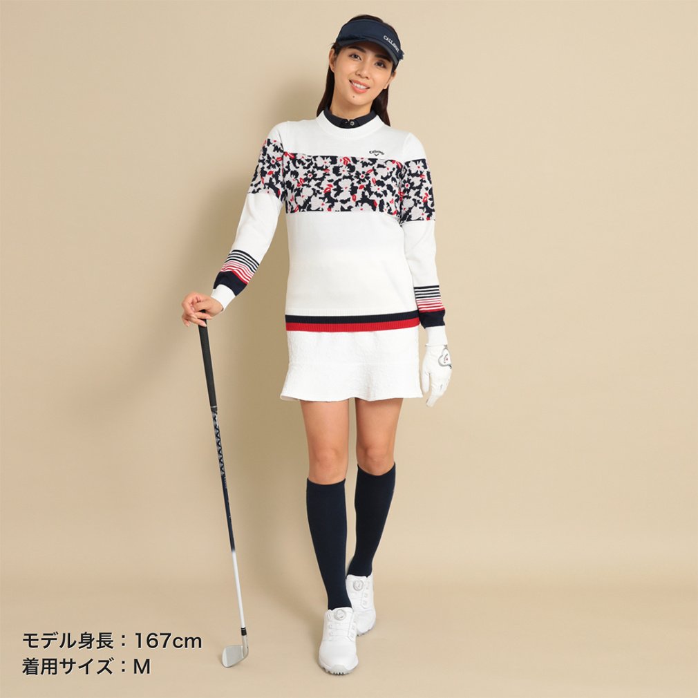 キャロウェイ レディース ゴルフウェア 長袖 セーター 秋 冬 フラワー