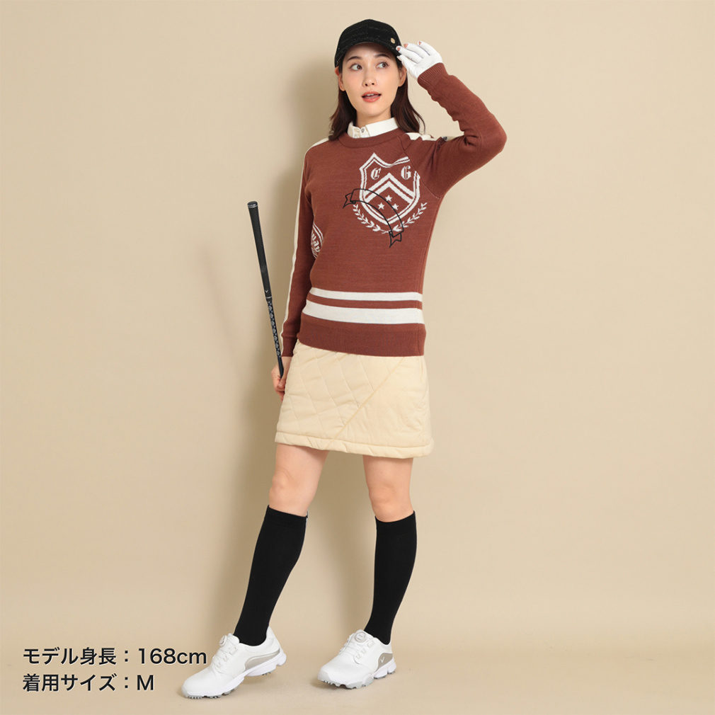 キャロウェイ レディース ゴルフウェア 長袖セーター 秋 冬 エンブレム