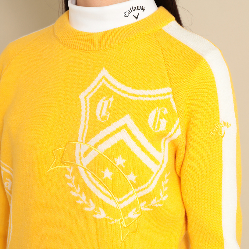 キャロウェイ レディース ゴルフウェア 長袖セーター 秋 冬 エンブレム