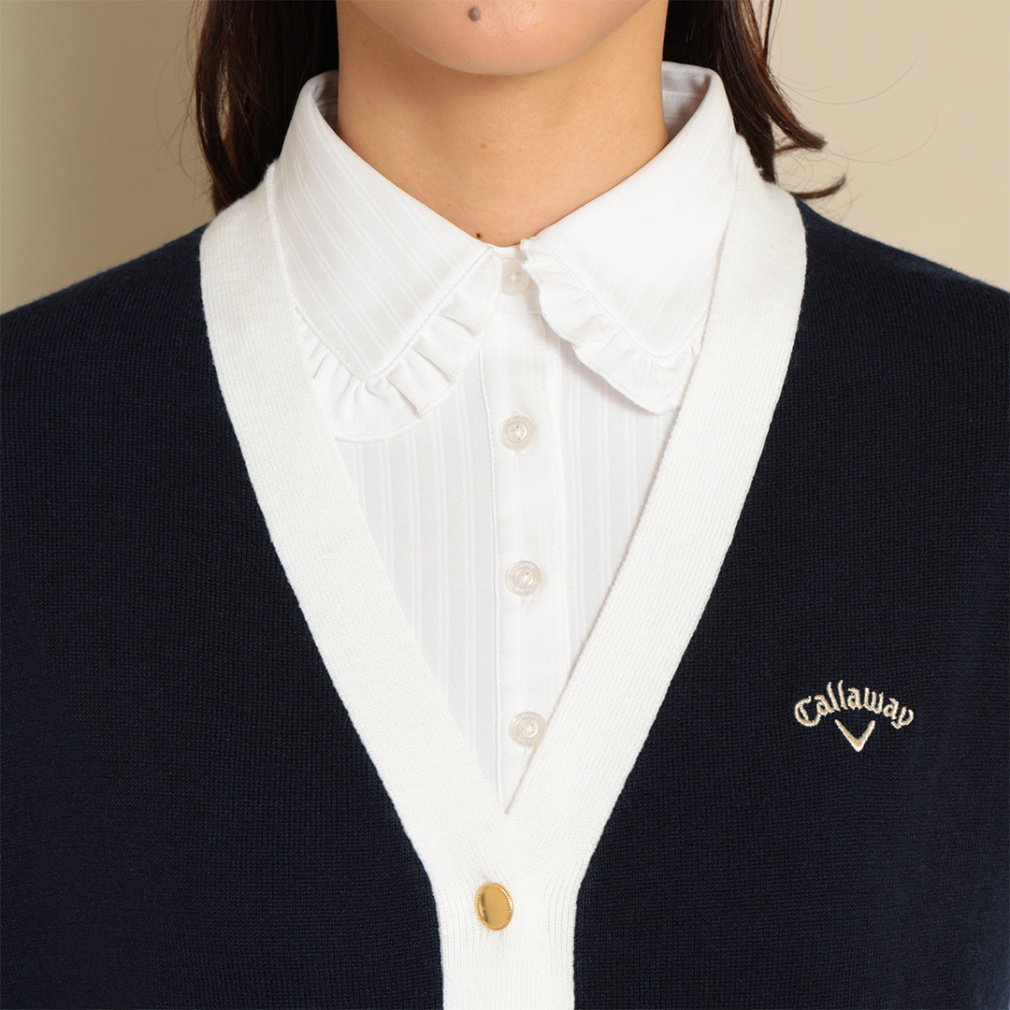 新品■18,700円【キャロウェイ】レディース　カーディガン　LL/13号 キャロウェイ レディース ゴルフウェア ベスト 秋 冬 Vネックニット