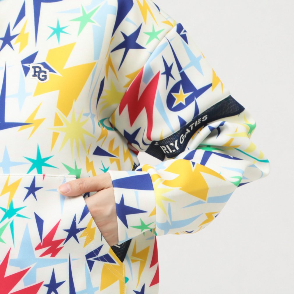 パーリーゲイツ　ダンボールニット　ガンクラブ　カモプリント長袖　ゴルフ　パーカー パーリーゲイツダンボールニットガンクラブカモプリント長袖ゴルフパーカー