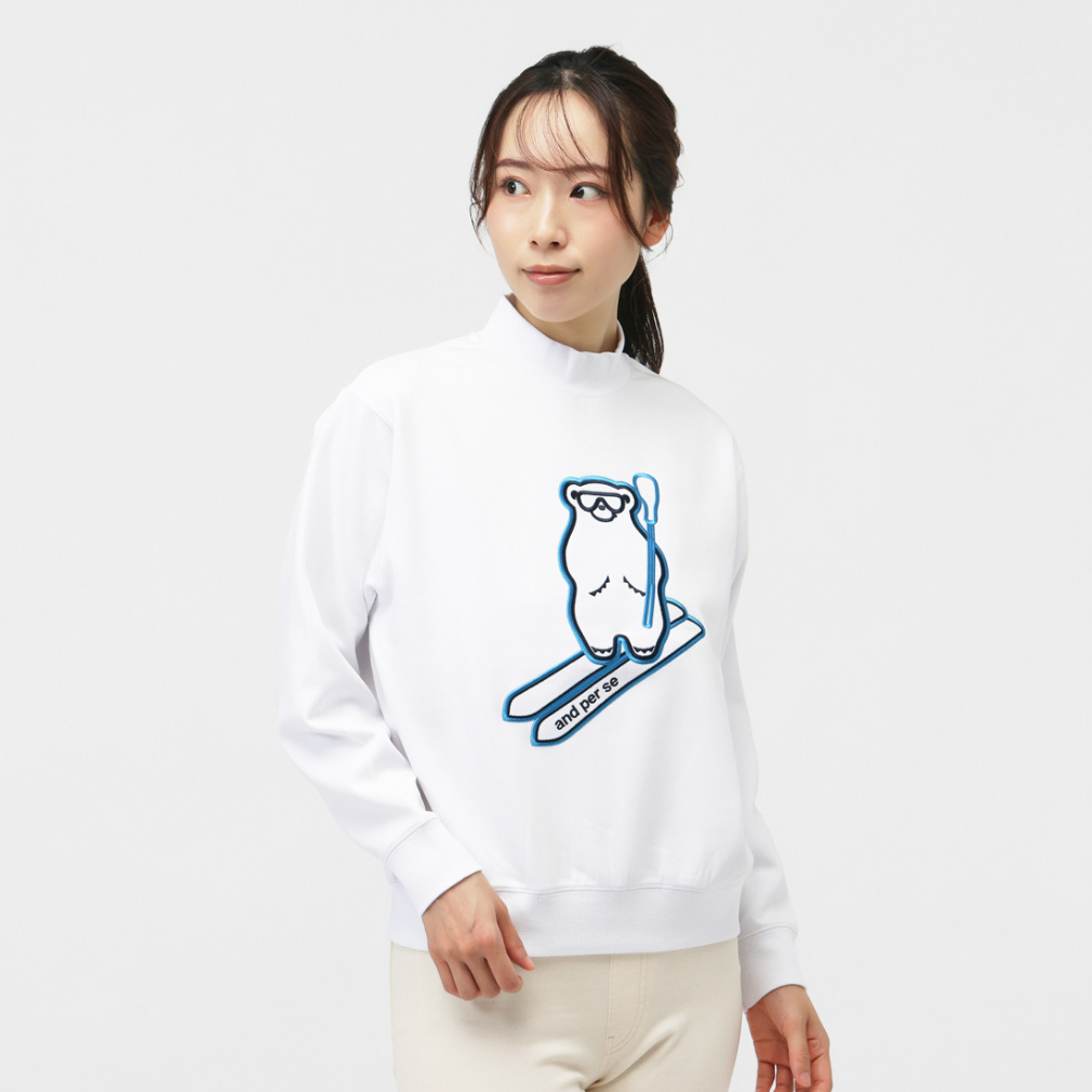 アンパスィ レディース ゴルフウェア 長袖トレーナー 秋 冬 マシュマロ