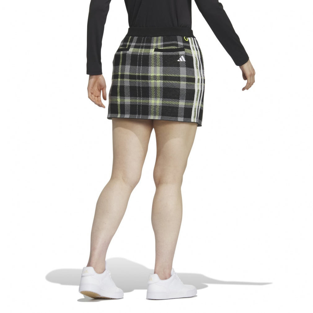 新品 アディダス セットアップ タータンチェック ニット 巻きスカート S アディダスゴルフ AG タータンチェック柄ラップ風ニットスカート
