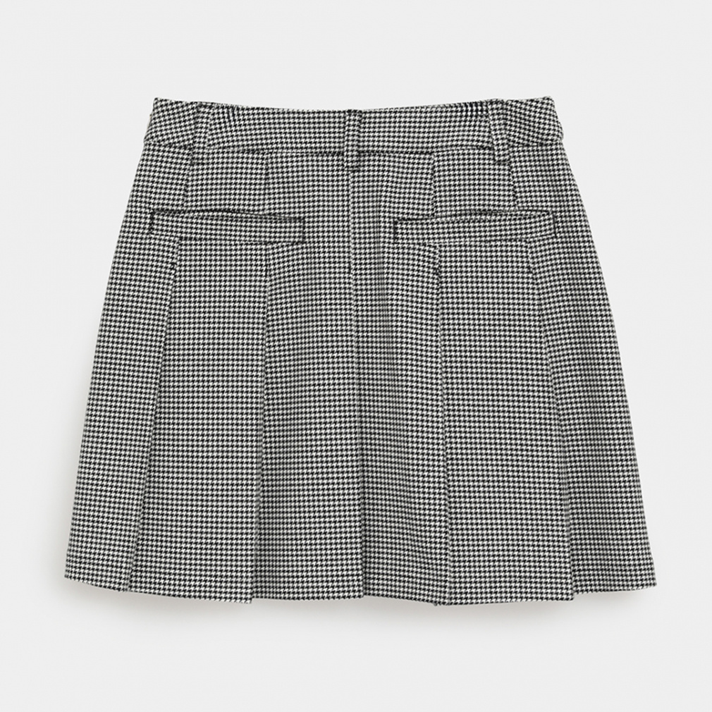 PG チェックスカート&ボールポーチ ニットスカート ブロックチェック柄