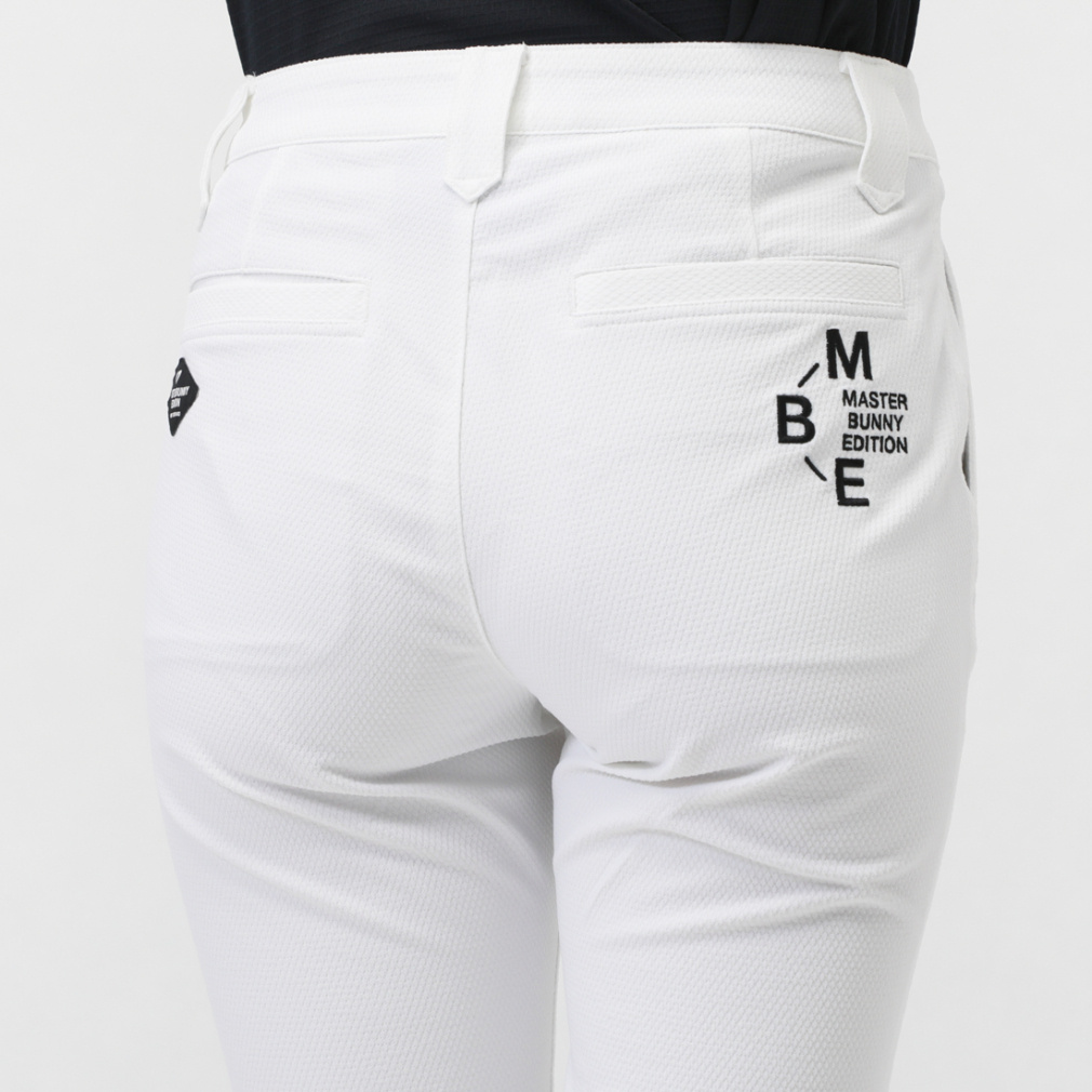 MASTER BUNNY ホワイト ストレートパンツ レディース ゴルフ 0 ナイロンストレッチパンツ | MASTER BUNNY EDITION（マスターバニー