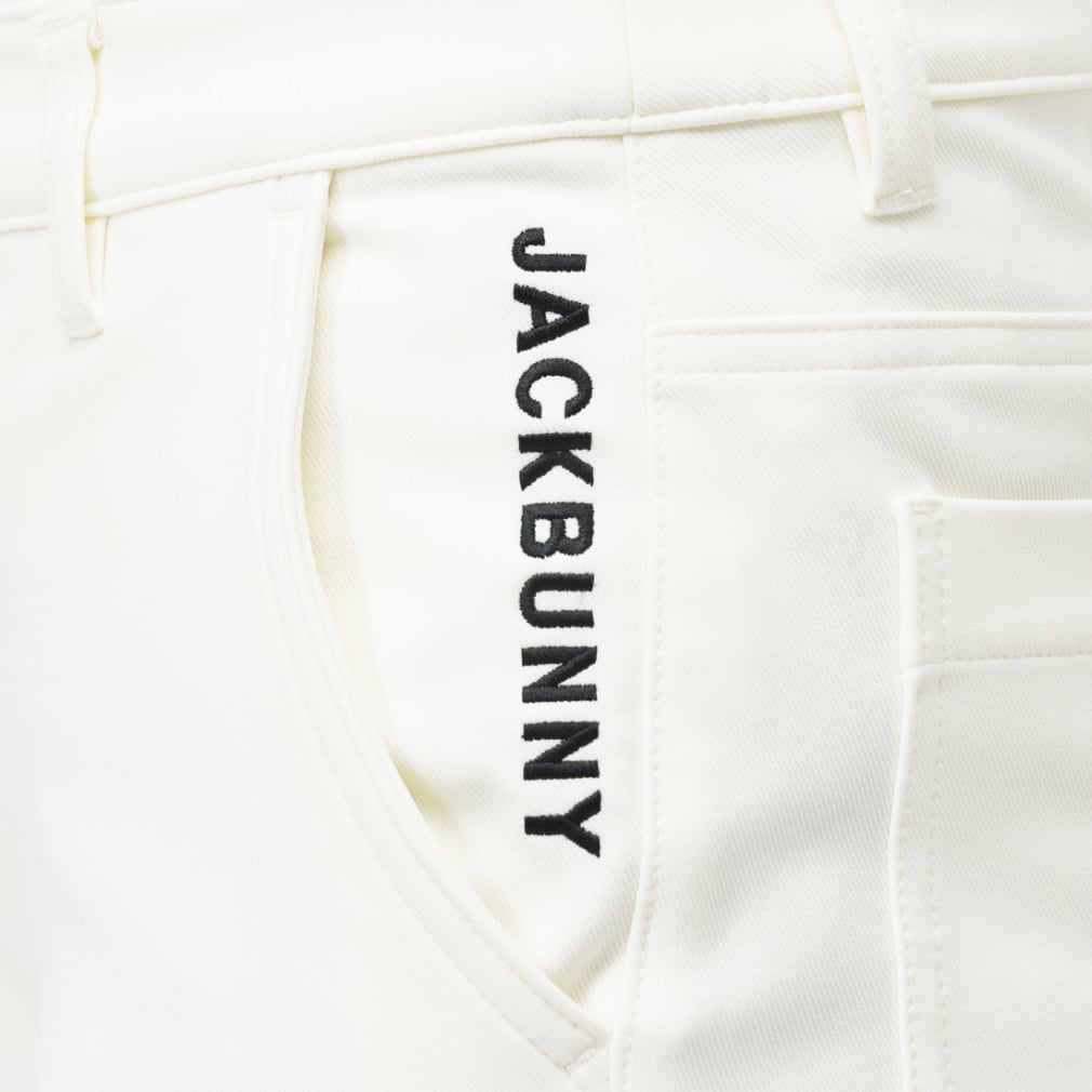 JACKBUNNY ロゴプリントパンツ ホワイト ストレッチツイルロングパンツ | Jack Bunny!!（ジャックバニー
