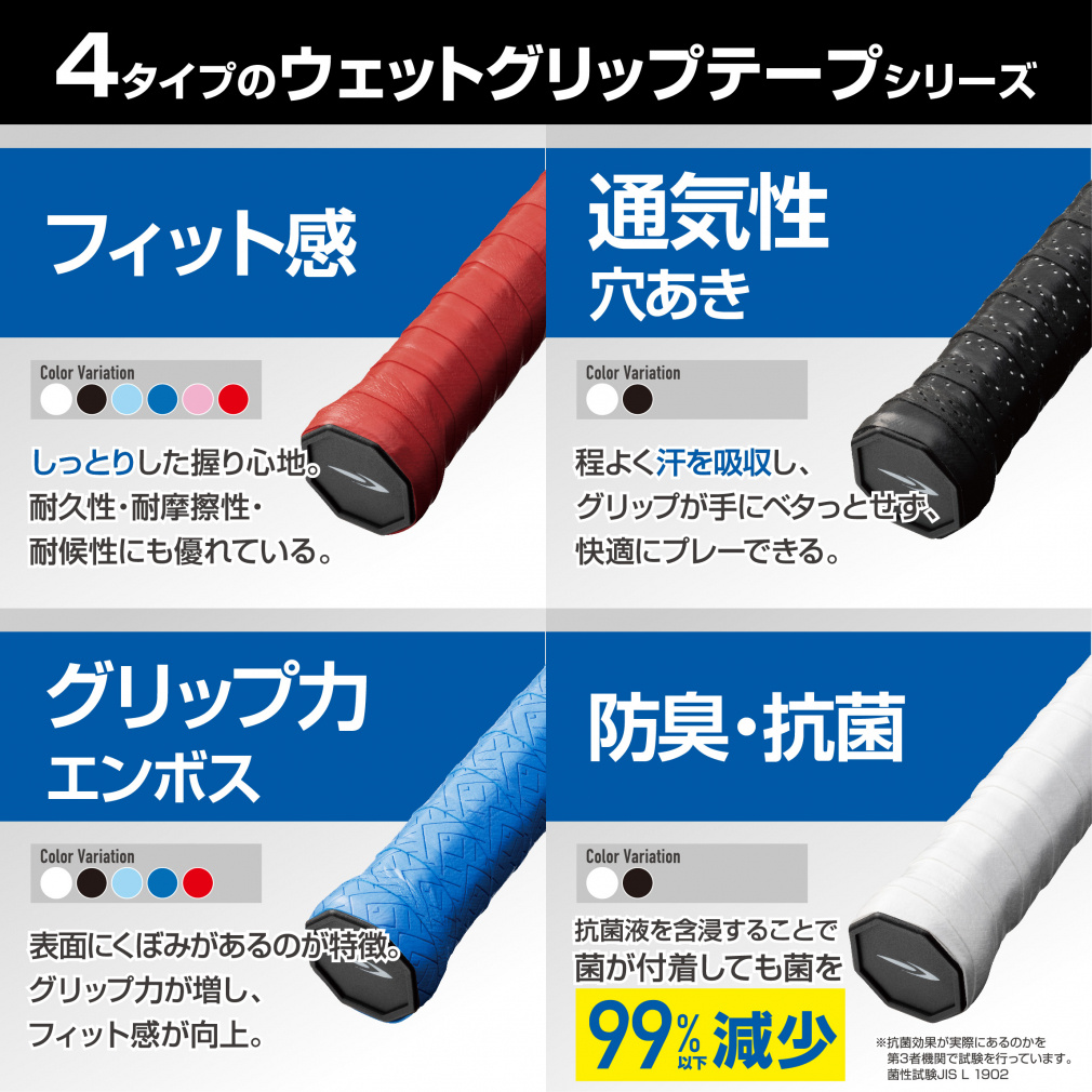 ティゴラ グリップテープ 穴あき 通気性 ウェット3本入 テニス