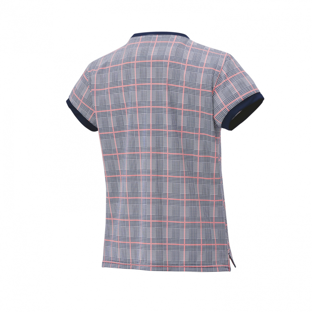 YONEX 半袖シャツ グレー/レッド チェック柄 ヨネックス レディス テニス 半袖Tシャツ ウィメンズゲームシャツ