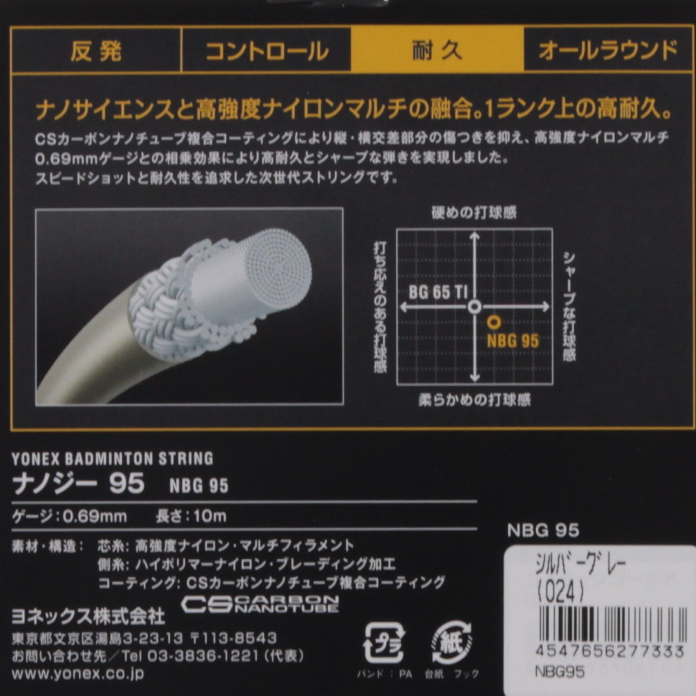 ヨネックス バドミントンストリング ナノジー95 NBG95 NBG95