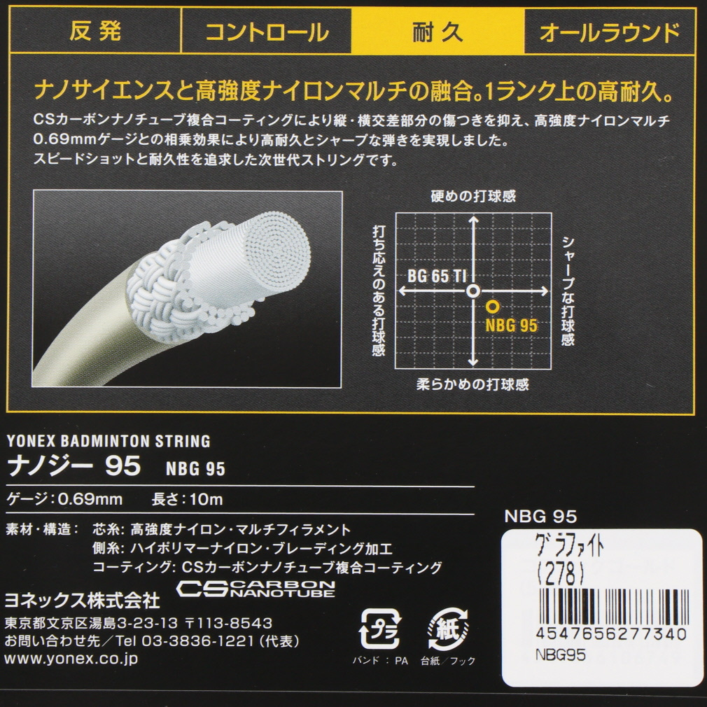 ヨネックス バドミントン ストリング ナノジー95 NBG95 YONEX｜Alpen