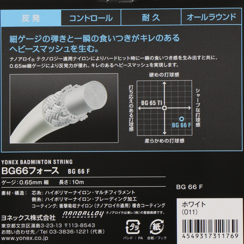ヨネックス BG66フォース BG66F バドミントン ストリング YONEX｜Alpen