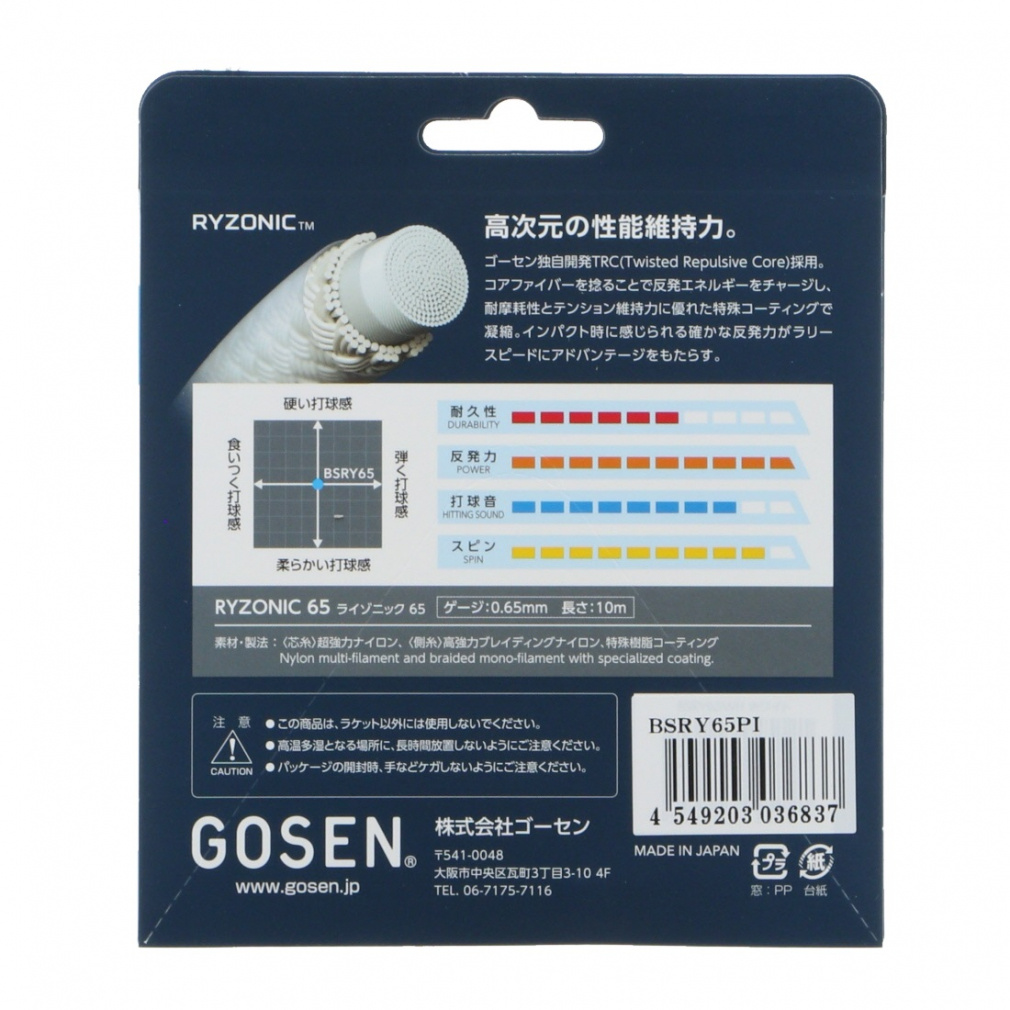 ゴーセン RYZONIC 65 ライゾニック65 ピンク BSRY65PI バドミントン