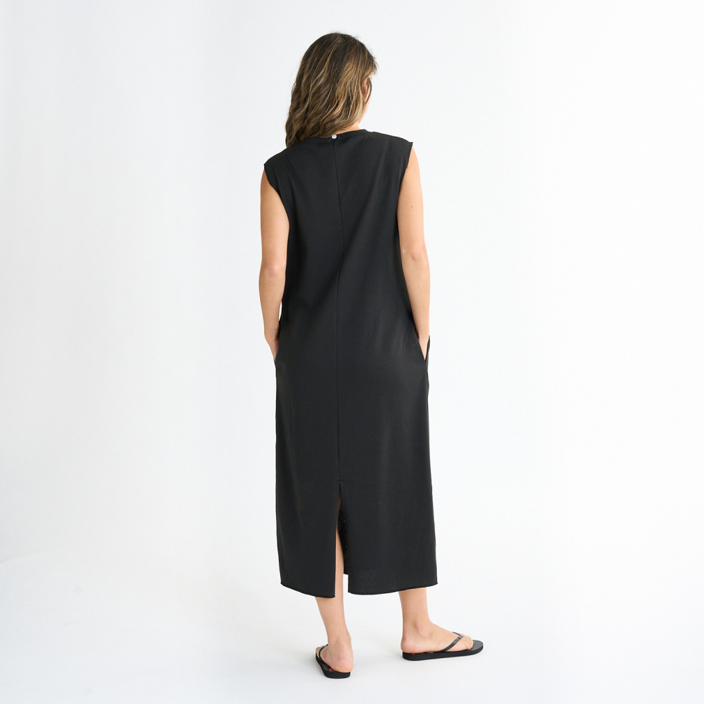 JIL SANDER ラムスキン 羊革 ノースリーブワンピース 深Vネック JIL