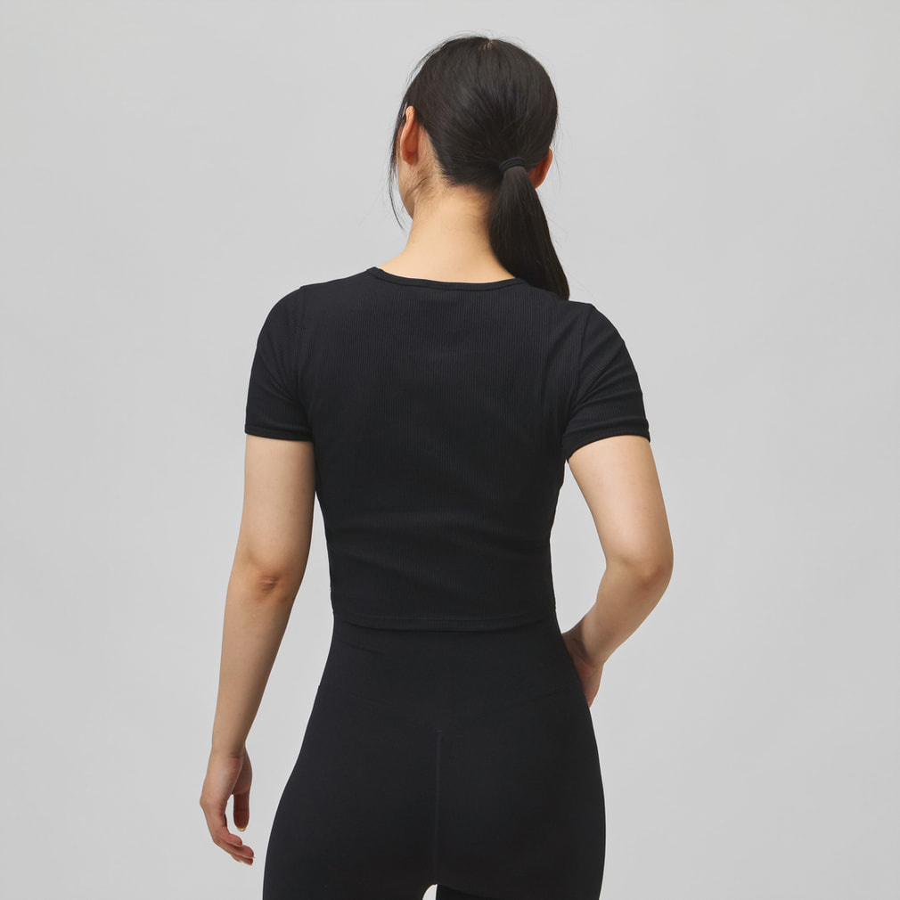 ゼクシィミックス レディース 半袖 Tシャツ ソフトリブクロップド丈