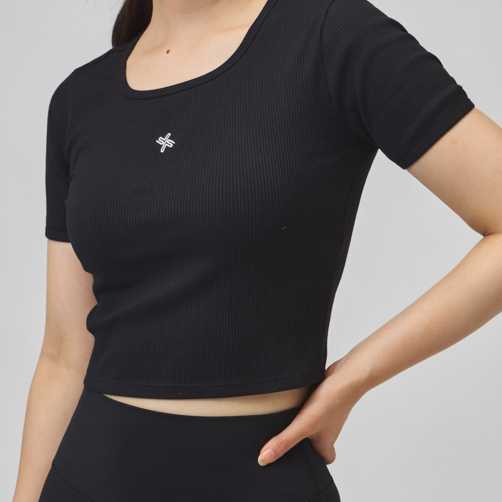 ゼクシィミックス レディース 半袖 Tシャツ ソフトリブクロップド丈