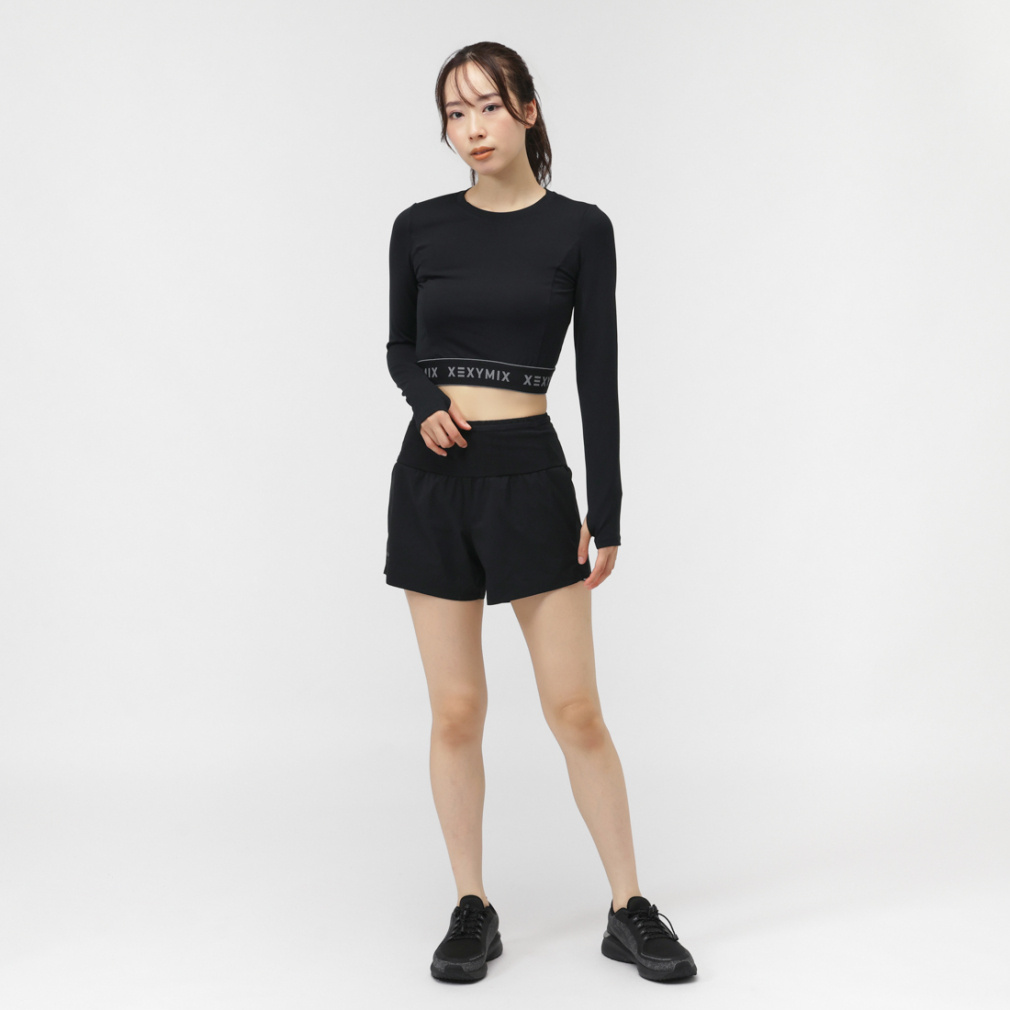 ゼクシィミックス レディース 長袖 Tシャツ ロゴ入り クロップド丈