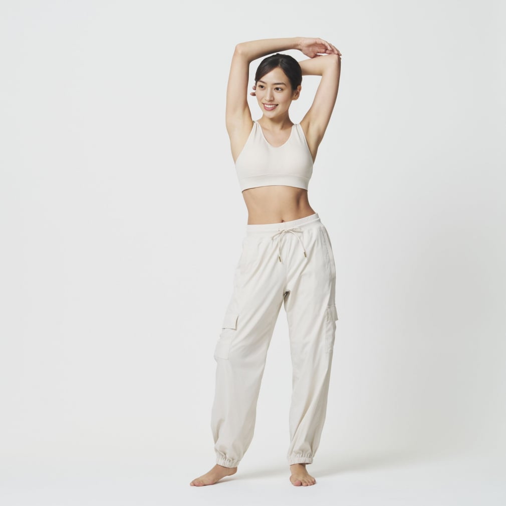 らら ティゴラ レディース ロングパンツ ストライプワイドカーゴパンツ TR