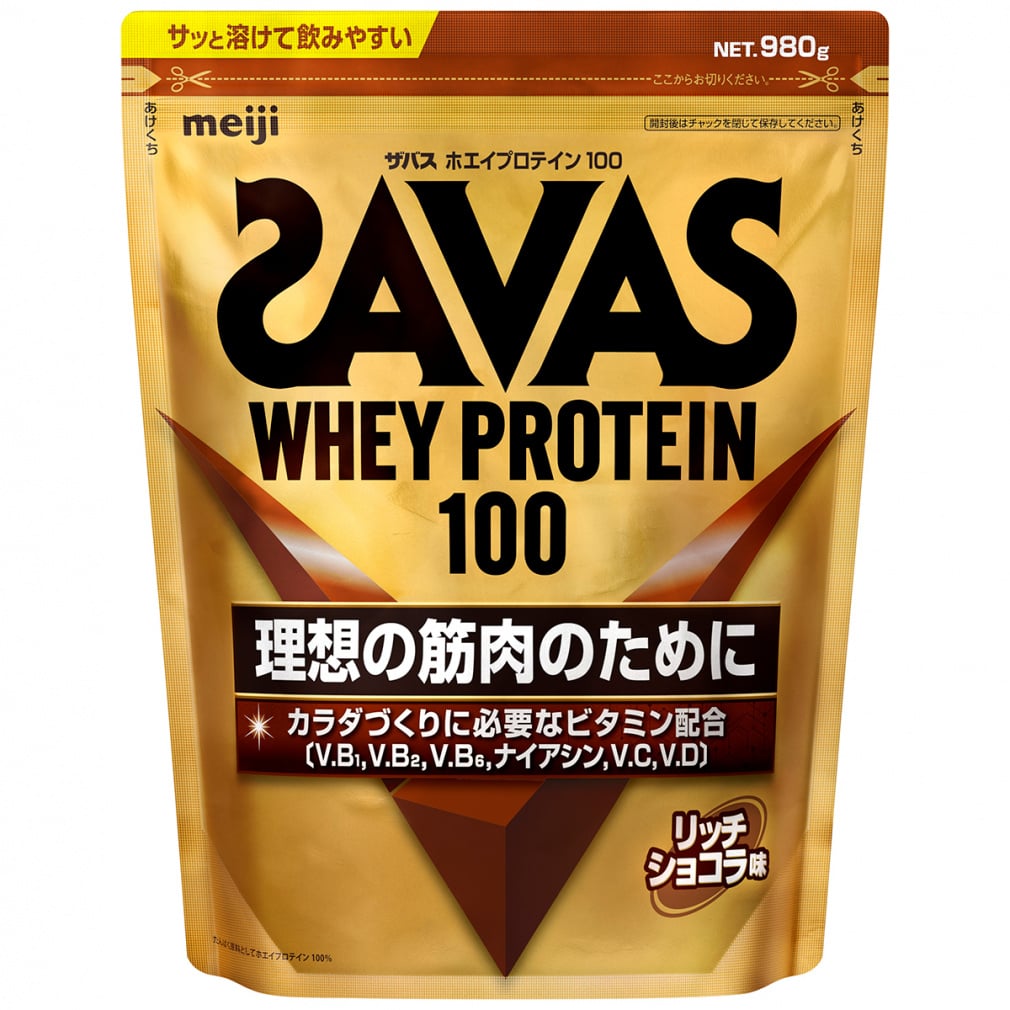 【新品・未開封】SAVAS ホエイプロテイン100×6袋　リッチショコラ ザバス ホエイプロテイン100 リッチショコラ 50食分 980g×6袋 6個