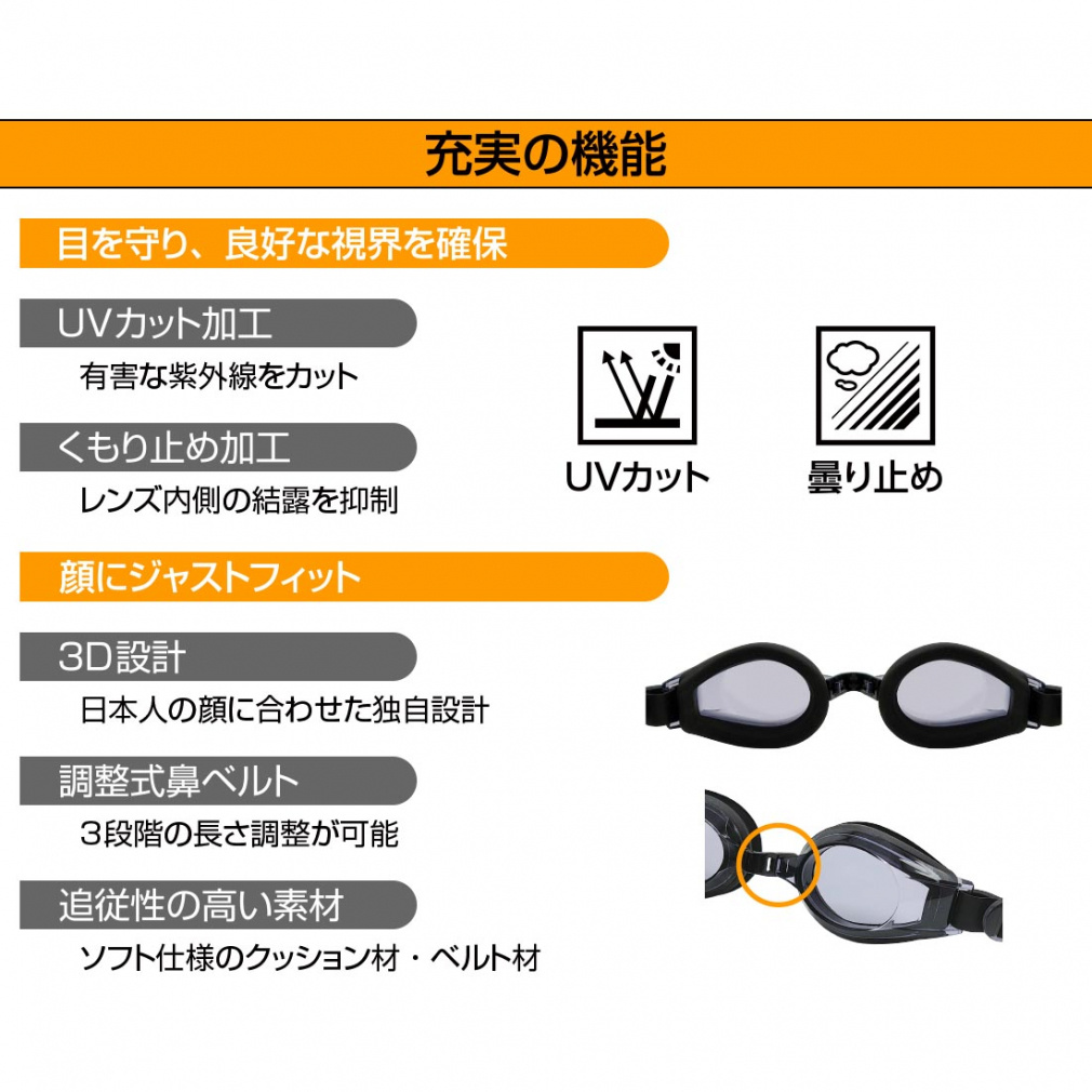 ティゴラ 超クリア コンパクトレンズスイミングゴーグル TR-コンパクト