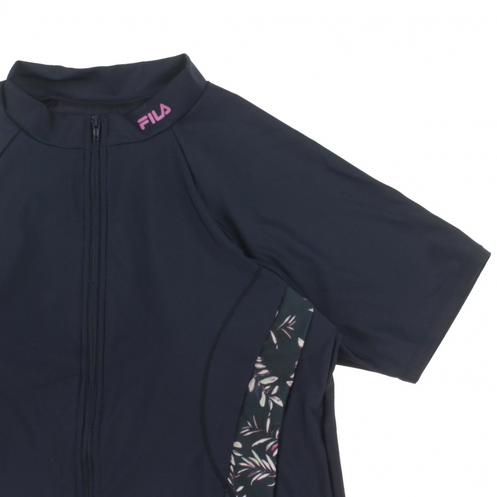 フィラ レディス 水泳 フィットネス水着 リーフ柄プリントジップ