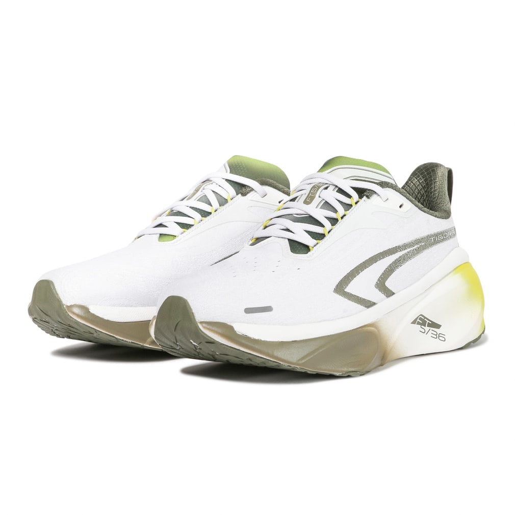 【値下げしました　美品】ランニングシューズ ホワイト/グリーン ティゴラ ランニングシューズ FT5/36 KA メンズ レディス 陸上