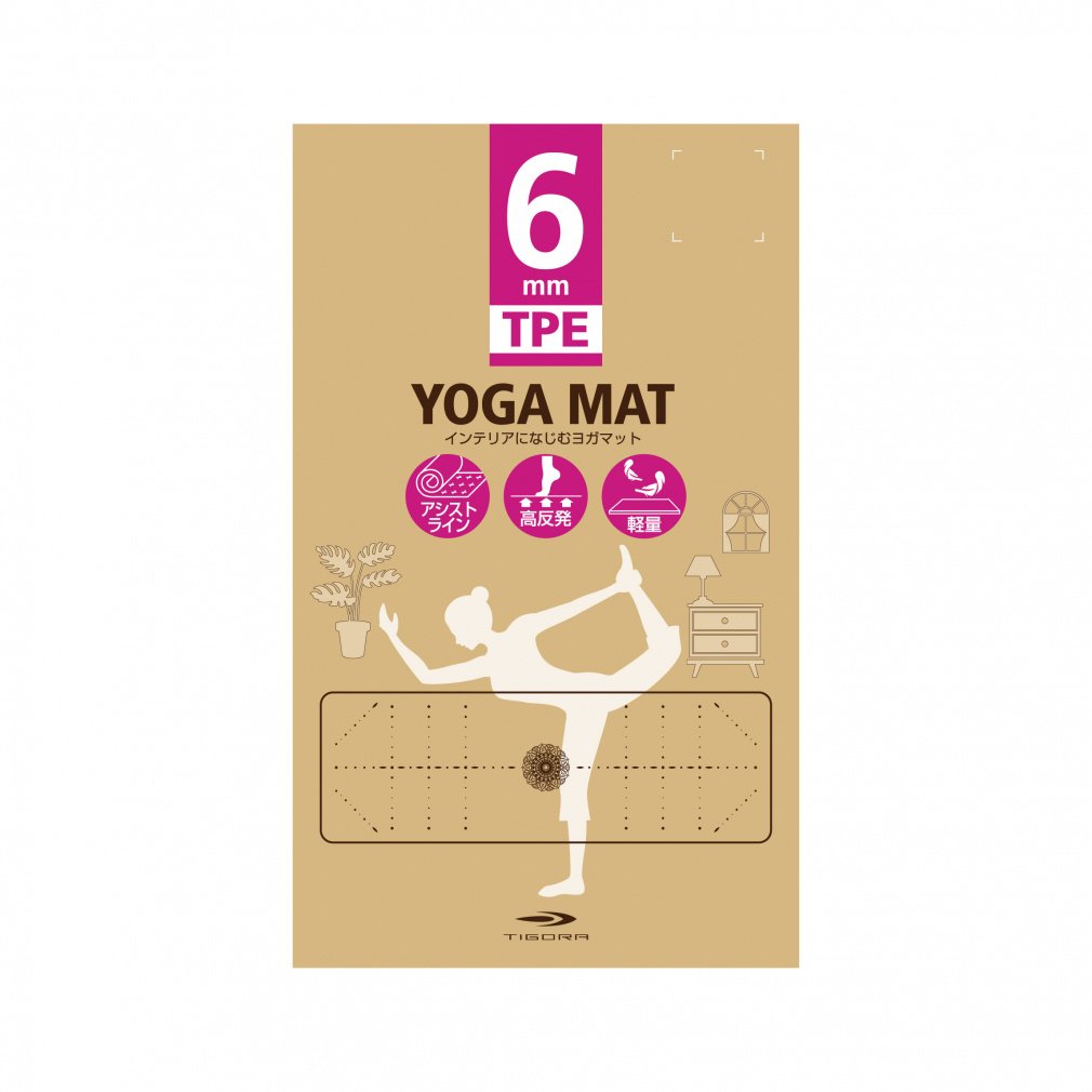 ティゴラ TPE デザインヨガマット6mm ピンク 183×61cm TR Dヨガ6M PKGY