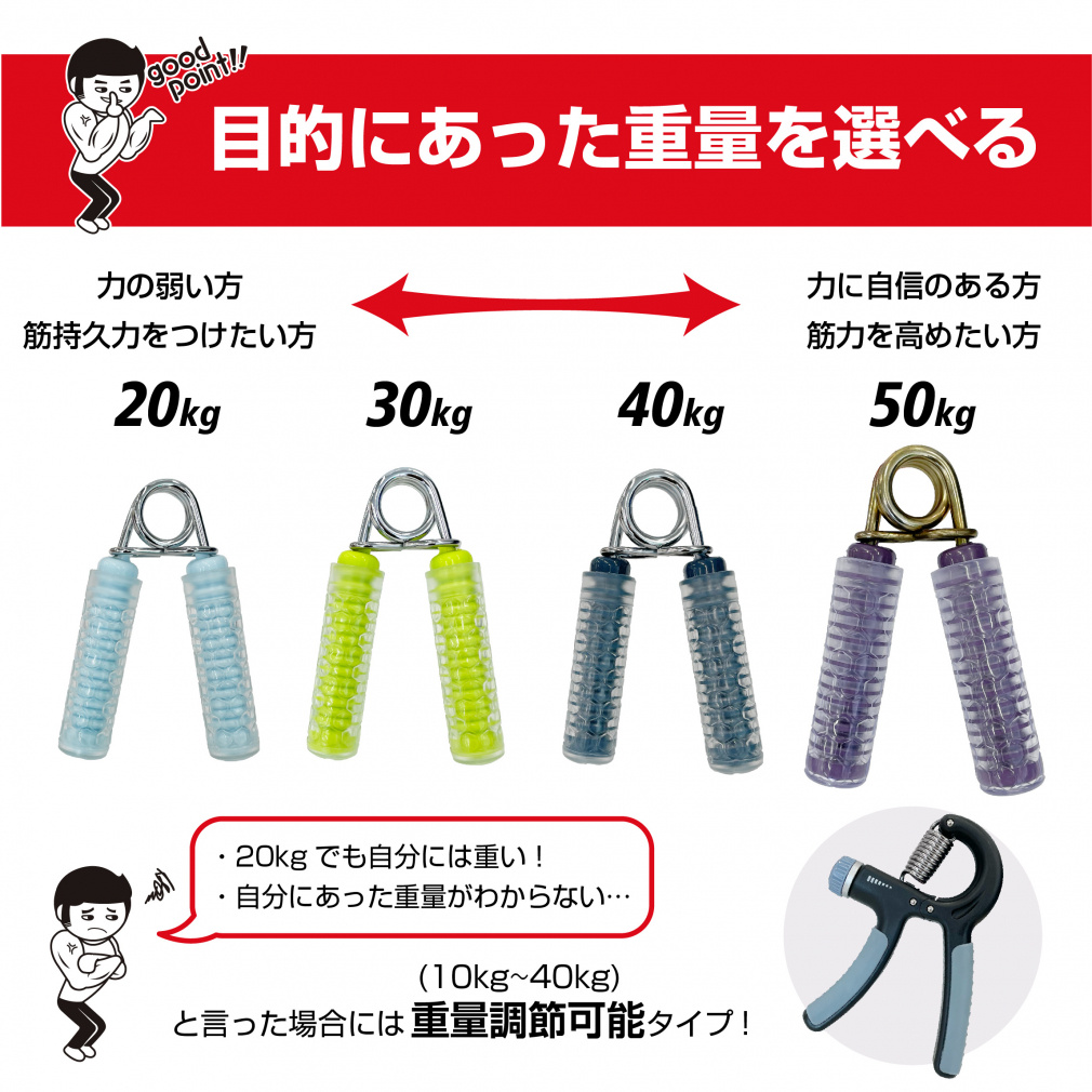 ティゴラ にぎってハンドグリップ 50kg 握力トレーニング/筋トレ