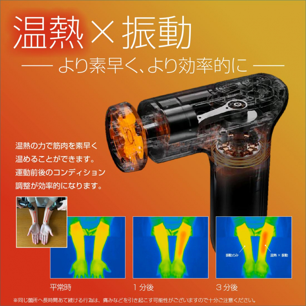 ボディケアガン 温熱振動 2200mAh ボディケアガン 温熱 パワフル振動 軽量 静音｜Alpen Online