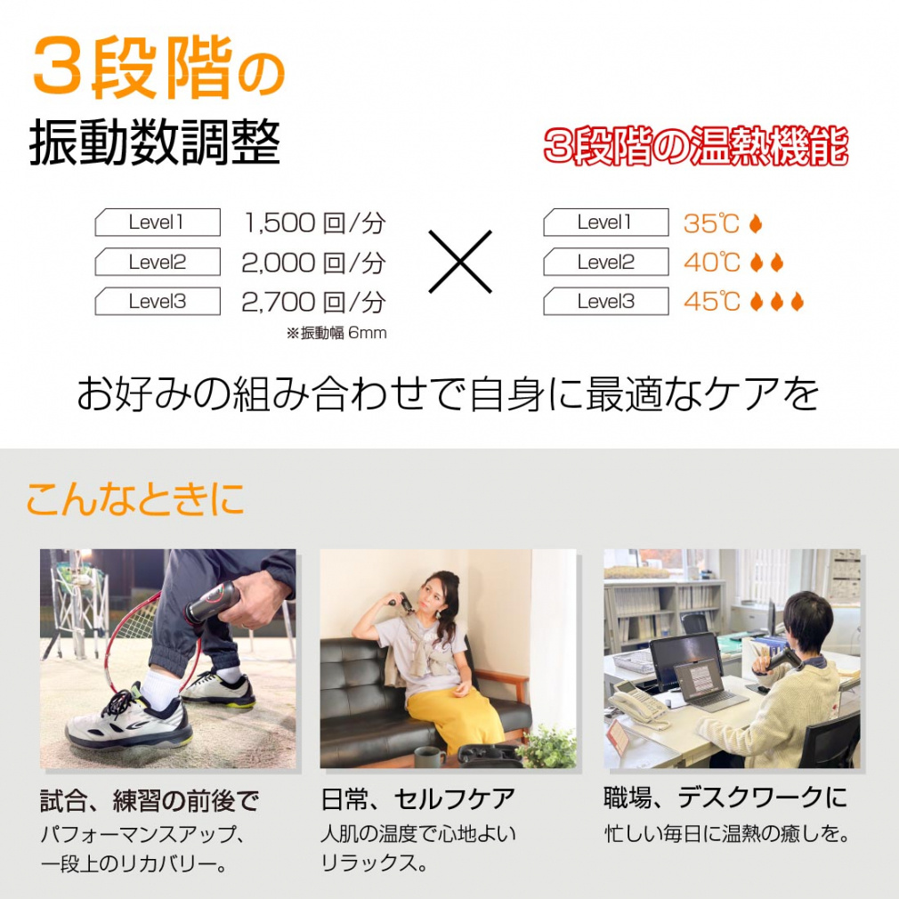 ボディケアガン 温熱 パワフル振動 軽量 静音｜Alpen Online