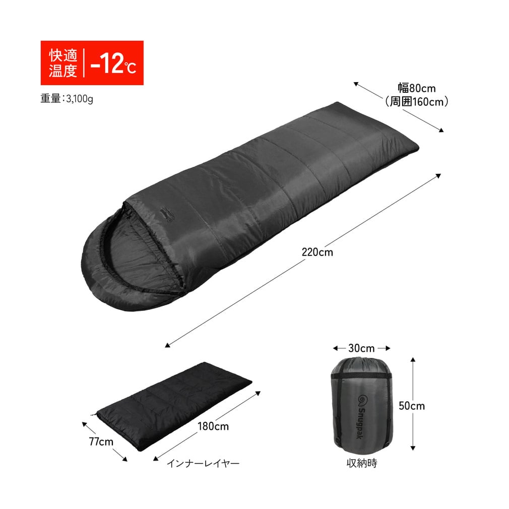 スナグパック ベースキャンプ スリープシステム スクエア ライトジップ